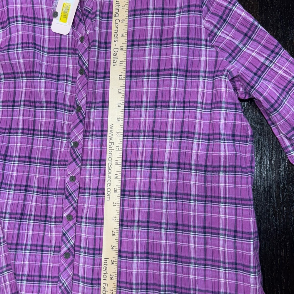 Allison Daley Purple Buttoned Blouse with Mandarin Collar - Picture 7 of 13